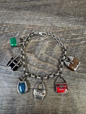 Brighton Purse Charm Bracelet Silver Tone Handbag Charms